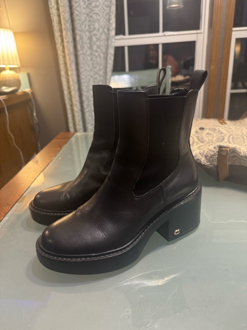 Coach Black Leather Platform Chelsea Booties size 8